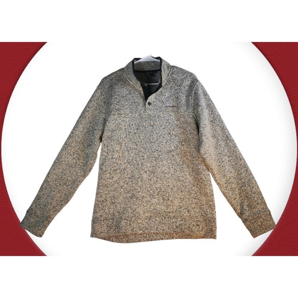 Eddie Bauer‎ Sweater Mens Size Medium Gray Heather Radiator 1/4 Snap Pullover